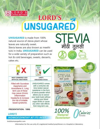 Lord's Unsugared Stevia Sugar Free Natural Tulsi Sugar